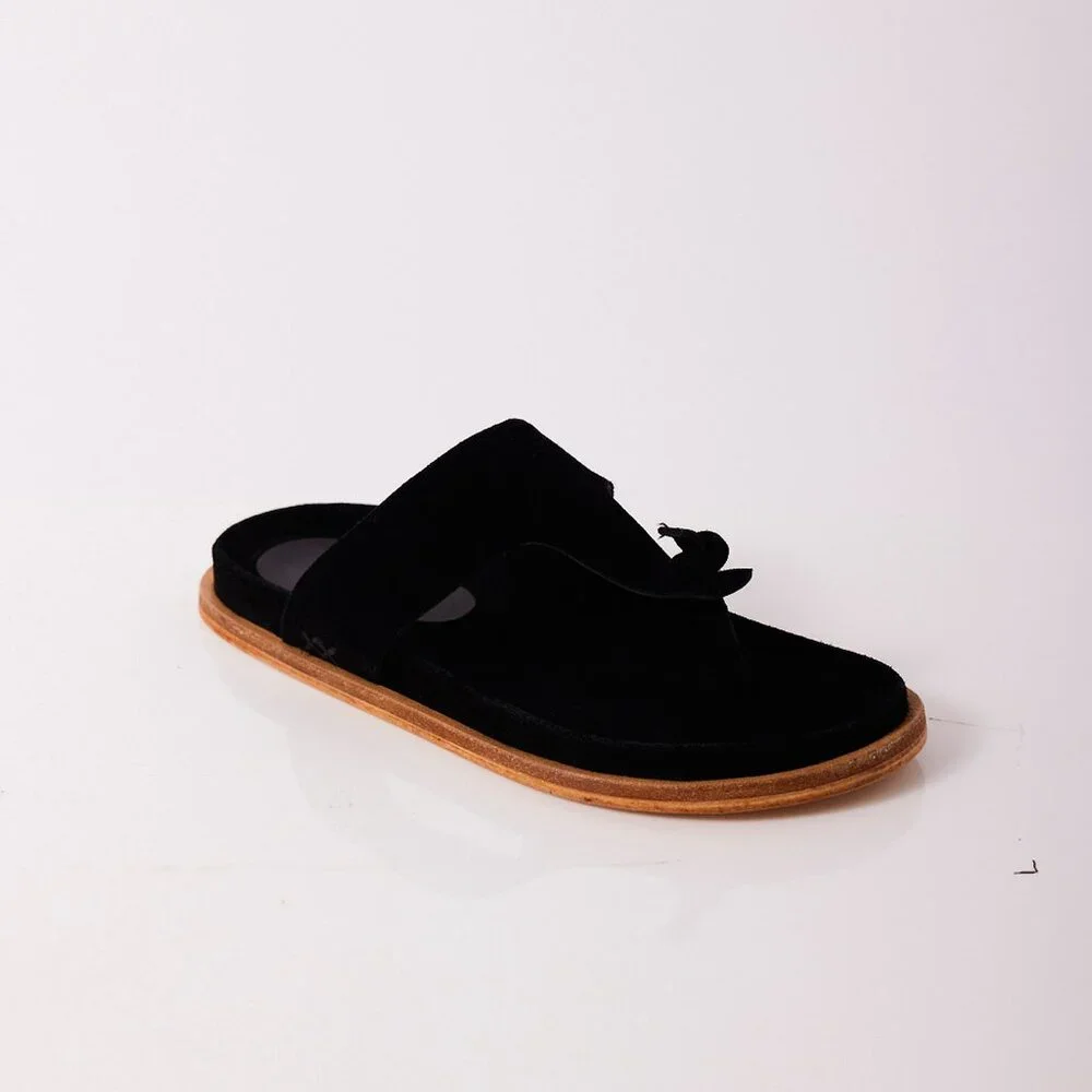 🎉LAST CHANCE🎉 FREE PEOPLE Mika Footbed Sandals / Black Suede - Picture 5 of 12